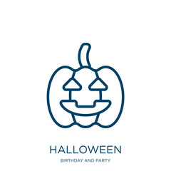 Poster - halloween icon from birthday and party collection. Thin linear halloween, bat, skull outline icon isolated on white background. Line vector halloween sign, symbol for web and mobile
