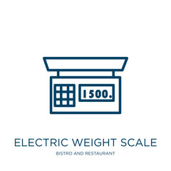 Poster - electric weight scale icon from bistro and restaurant collection. Thin linear electric weight scale, balance, kilogram outline icon isolated on white background. Line vector electric weight scale