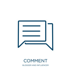 Aufkleber - comment icon from blogger and influencer collection. Thin linear comment, communication, social outline icon isolated on white background. Line vector comment sign, symbol for web and mobile
