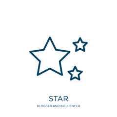 Poster - star icon from blogger and influencer collection. Thin linear star, decoration, style outline icon isolated on white background. Line vector star sign, symbol for web and mobile