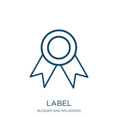 Aufkleber - label icon from blogger and influencer collection. Thin linear label, quality, business outline icon isolated on white background. Line vector label sign, symbol for web and mobile