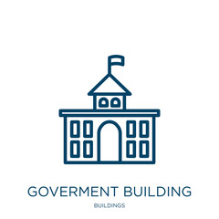 Poster - goverment building icon from buildings collection. Thin linear goverment building, office, building outline icon isolated on white background. Line vector goverment building sign, symbol for web and