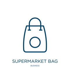 Poster - supermarket bag icon from business collection. Thin linear supermarket bag, buy, bag outline icon isolated on white background. Line vector supermarket bag sign, symbol for web and mobile