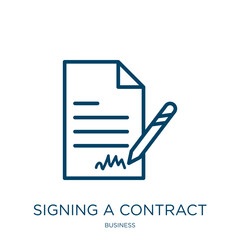 Poster - signing a contract icon from business collection. thin linear signing a contract, contract, document