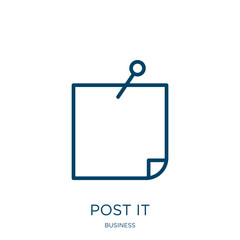 Poster - post it icon from business collection. Thin linear post it, post, communication outline icon isolated on white background. Line vector post it sign, symbol for web and mobile