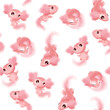 Watercolor pink axolotl in different poses for kid's design of different products like children party invitations, fabric, paper products etc. Seamless pattern