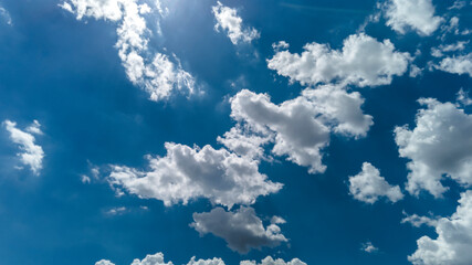 Abstract background of beautiful white clouds with blue sky in Brazil