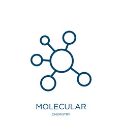 Poster - molecular icon from chemistry collection. Thin linear molecular, medical, research outline icon isolated on white background. Line vector molecular sign, symbol for web and mobile