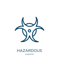 Poster - hazardous icon from chemistry collection. Thin linear hazardous, hazard, risk outline icon isolated on white background. Line vector hazardous sign, symbol for web and mobile
