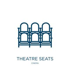 Poster - theatre seats icon from cinema collection. Thin linear theatre seats, simple, theater outline icon isolated on white background. Line vector theatre seats sign, symbol for web and mobile