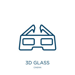 Poster - 3d glass symbol icon from cinema collection. Thin linear 3d glass symbol, glass, glossy outline icon isolated on white background. Line vector 3d glass symbol sign, symbol for web and mobile