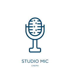 Poster - studio mic icon from cinema collection. Thin linear studio mic, studio, mic outline icon isolated on white background. Line vector studio mic sign, symbol for web and mobile