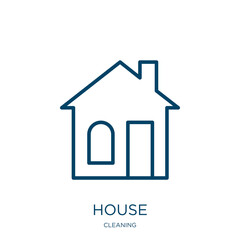 Poster - house icon from cleaning collection. Thin linear house, home, building outline icon isolated on white background. Line vector house sign, symbol for web and mobile