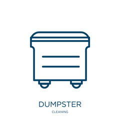 Poster - dumpster icon from cleaning collection. Thin linear dumpster, rubbish, waste outline icon isolated on white background. Line vector dumpster sign, symbol for web and mobile
