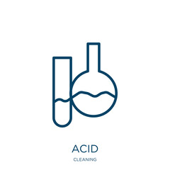 Poster - acid icon from cleaning collection. Thin linear acid, energy, cell outline icon isolated on white background. Line vector acid sign, symbol for web and mobile