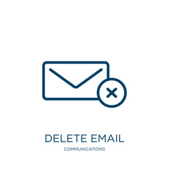 Poster - delete email icon from communications collection. Thin linear delete email, delete, email outline icon isolated on white background. Line vector delete email sign, symbol for web and mobile