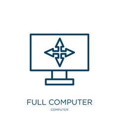 Poster - full computer icon from computer collection. Thin linear full computer, computer, full outline icon isolated on white background. Line vector full computer sign, symbol for web and mobile