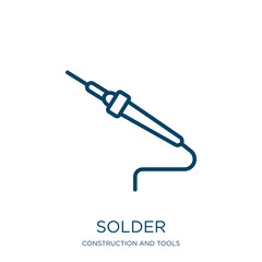 Poster - solder icon from construction and tools collection. Thin linear solder, iron, electric outline icon isolated on white background. Line vector solder sign, symbol for web and mobile