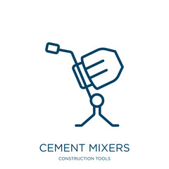 Poster - cement mixers icon from construction tools collection. thin linear cement mixers, collection, mixer 