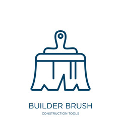Poster - builder brush icon from construction tools collection. thin linear builder brush, shovel, builder ou