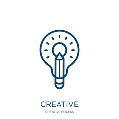 Poster - creative icon from creative pocess collection. thin linear creative, idea, simple outline icon isola