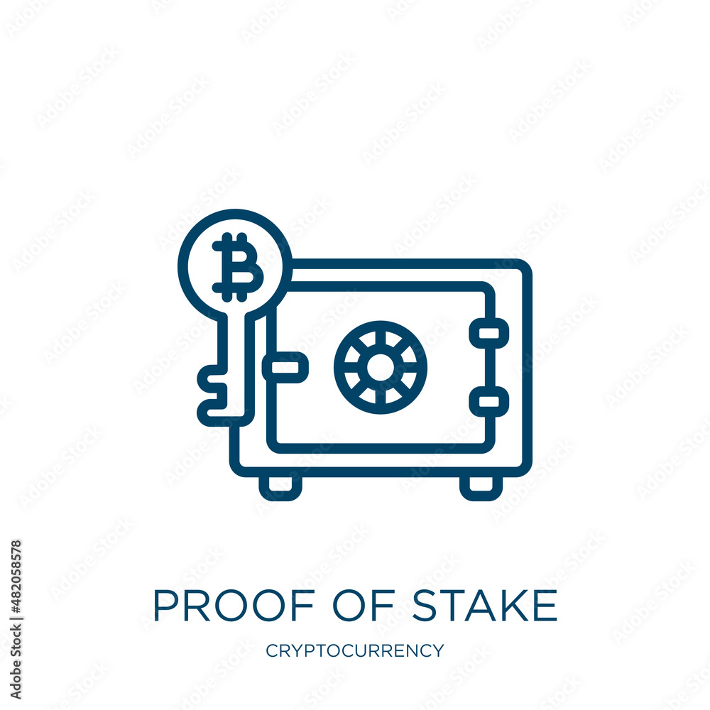 proof of stake icon from cryptocurrency collection. Thin linear proof of  stake, protocol, proof outline icon isolated on white background. Line  vector proof of stake sign, symbol for web and mobile Stock