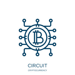Poster - circuit icon from cryptocurrency collection. Thin linear circuit, technology, computer outline icon isolated on white background. Line vector circuit sign, symbol for web and mobile