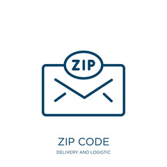 Poster - zip code icon from delivery and logistic collection. Thin linear zip code, zip, code outline icon isolated on white background. Line vector zip code sign, symbol for web and mobile