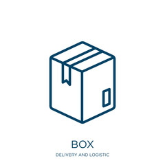 Poster - box icon from delivery and logistic collection. Thin linear box, service, package outline icon isolated on white background. Line vector box sign, symbol for web and mobile
