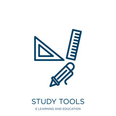 Poster - study tools icon from e learning and education collection. Thin linear study tools, study, equipment outline icon isolated on white background. Line vector study tools sign, symbol for web and mobile