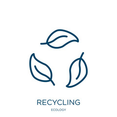 Poster - recycling symbol icon from ecology collection. Thin linear recycling symbol, recycle, arrow outline icon isolated on white background. Line vector recycling symbol sign, symbol for web and mobile