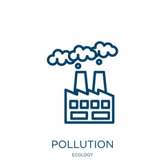 Poster - pollution icon from ecology collection. Thin linear pollution, recycle, nature outline icon isolated on white background. Line vector pollution sign, symbol for web and mobile