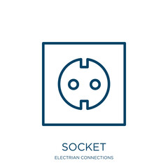 Poster - socket icon from electrian connections collection. Thin linear socket, plug, power outline icon isolated on white background. Line vector socket sign, symbol for web and mobile