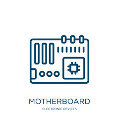 Poster - motherboard icon from electronic devices collection. Thin linear motherboard, computer, hardware outline icon isolated on white background. Line vector motherboard sign, symbol for web and mobile