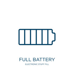 Poster - full battery icon from electronic stuff fill collection. Thin linear full battery, fuel, battery outline icon isolated on white background. Line vector full battery sign, symbol for web and mobile