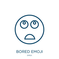 Poster - bored emoji icon from emoji collection. Thin linear bored emoji, smile, emoticon outline icon isolated on white background. Line vector bored emoji sign, symbol for web and mobile