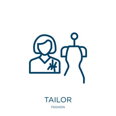 Poster - tailor icon from fashion collection. Thin linear tailor, dress, textile outline icon isolated on white background. Line vector tailor sign, symbol for web and mobile