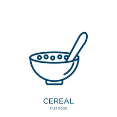Poster - cereal icon from fast food collection. Thin linear cereal, food, eat outline icon isolated on white background. Line vector cereal sign, symbol for web and mobile