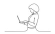 © Mariia - Businesswoman using laptop one line vector illustartion