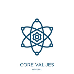 Poster - core values icon from general collection. Thin linear core values, integrity, business outline icon isolated on white background. Line vector core values sign, symbol for web and mobile