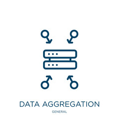 Wall Mural - data aggregation icon from general collection. Thin linear data aggregation, data, business outline icon isolated on white background. Line vector data aggregation sign, symbol for web and mobile