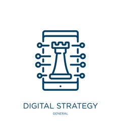 Wall Mural - digital strategy icon from general collection. Thin linear digital strategy, strategy, network outline icon isolated on white background. Line vector digital strategy sign, symbol for web and mobile