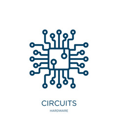 Poster - circuits icon from hardware collection. Thin linear circuits, circuit, technology outline icon isolated on white background. Line vector circuits sign, symbol for web and mobile
