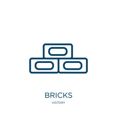 Poster - bricks icon from history collection. thin linear bricks, brick, house outline icon isolated on white