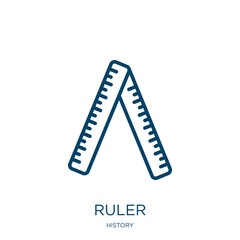 Poster - ruler icon from history collection. Thin linear ruler, 1, school outline icon isolated on white background. Line vector ruler sign, symbol for web and mobile