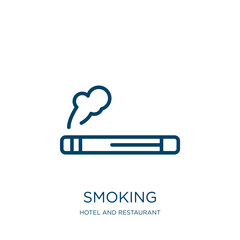 Poster - smoking icon from hotel and restaurant collection. Thin linear smoking, smoke, warning outline icon isolated on white background. Line vector smoking sign, symbol for web and mobile