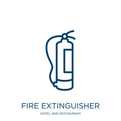 Poster - fire extinguisher icon from hotel and restaurant collection. Thin linear fire extinguisher, protection, security outline icon isolated on white background. Line vector fire extinguisher sign, symbol