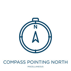 Poster - compass pointing north icon from miscellaneous collection. thin linear compass pointing north, arrow