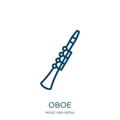 Wall Mural - oboe icon from music and media collection. Thin linear oboe, classical, music outline icon isolated on white background. Line vector oboe sign, symbol for web and mobile