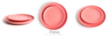 Pink plates is isolated on a white background.
